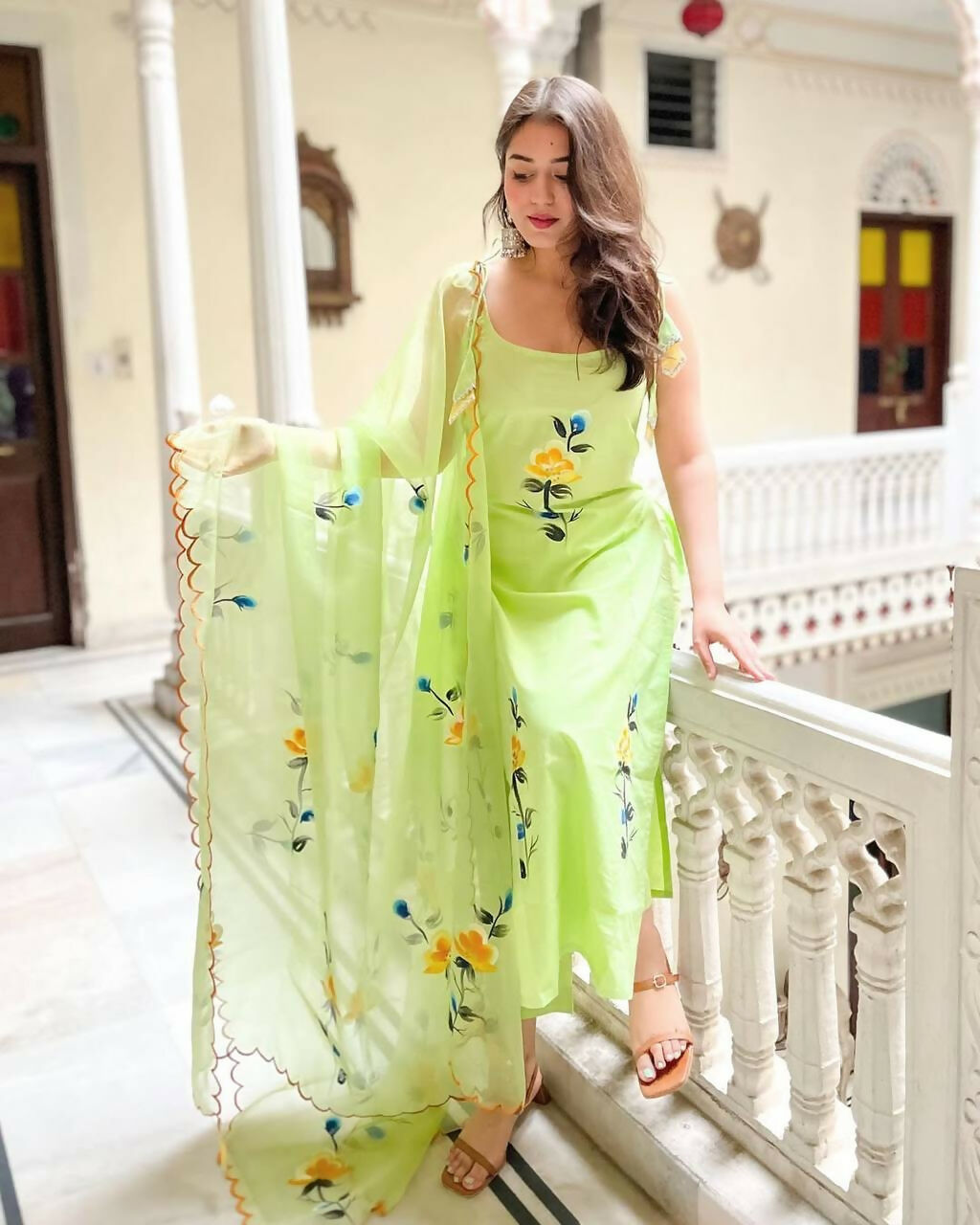 The52 Lemons Women's Gorgeous Printed Viscose Fabric Straight Kurta Pant with Dupatta Set | Grocsy