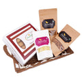 Ghasitaram Brown and White Basket Sugarfree Gujiya, Chiwda, Flavoured Almonds, Nachini Sev Pouches | Grocsy