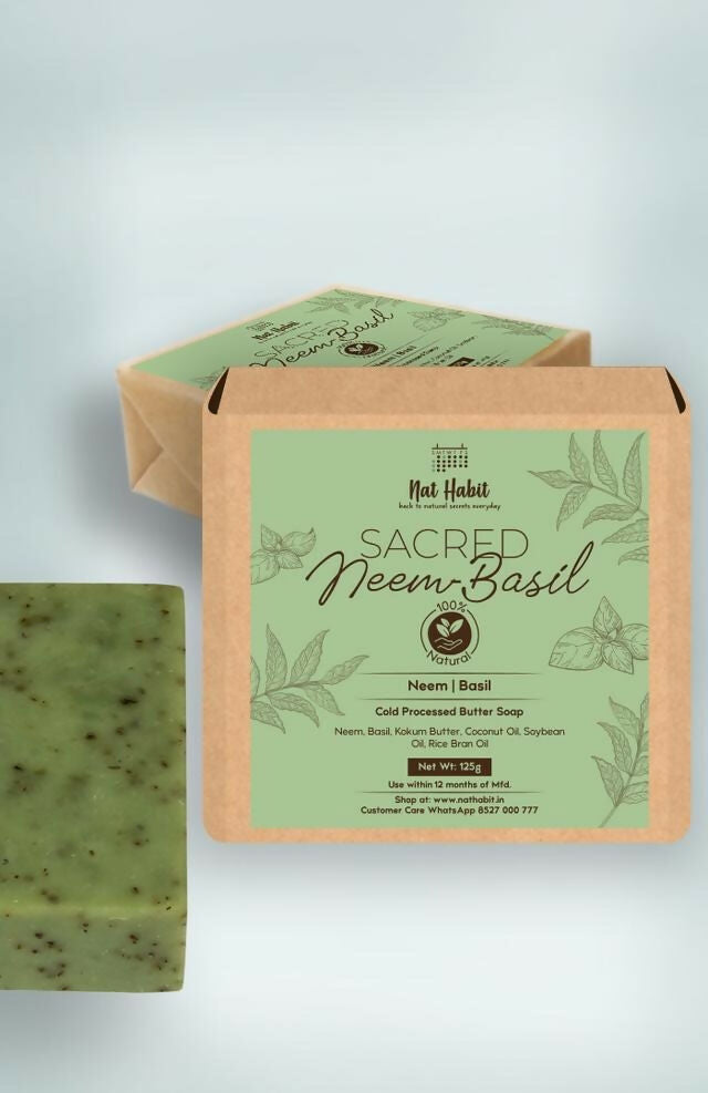 Nat Habit Cold Processed Sacred Neem-Basil Soap | Grocsy