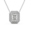 Cauer Elegant Radiant Moissanite Pendant Chain 14K Sterling Silver White Gold Plated | Grocsy
