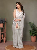 Designer Partywear Grey Banglor Fancy Saree - Kanak | Grocsy
