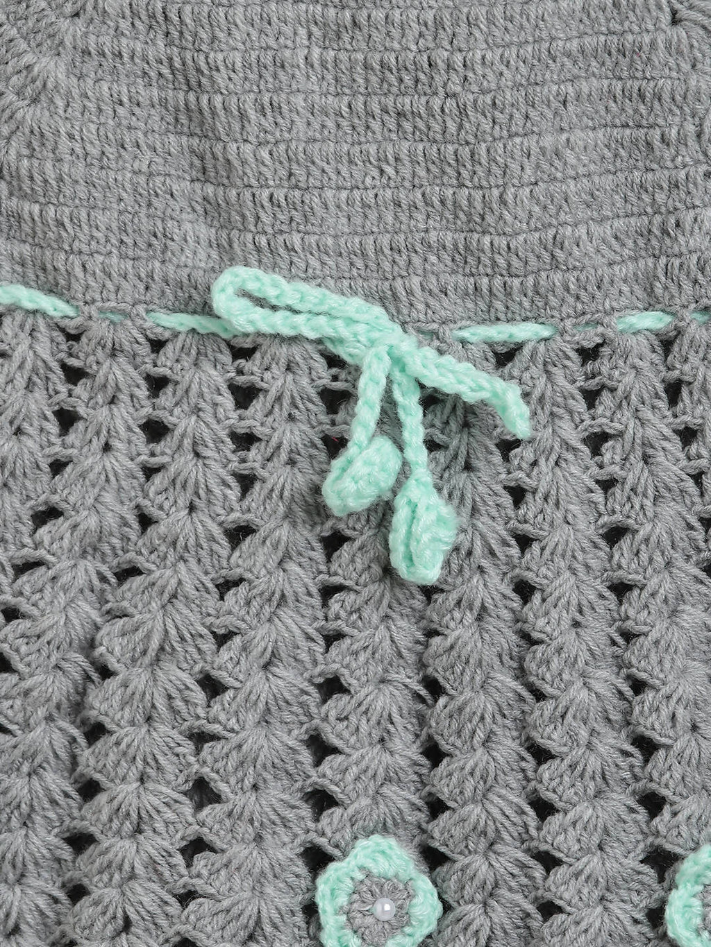 ChutPut Hand knitted Crochet Maharani Wool Dress For Baby Girls - Green | Grocsy