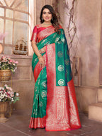 Joban Fashion Green Banarasi Soft Silk Woven Saree | Grocsy