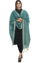 Mominos Fashion Moeza Handloom Cotton Aqua Blue Dupatta | Grocsy