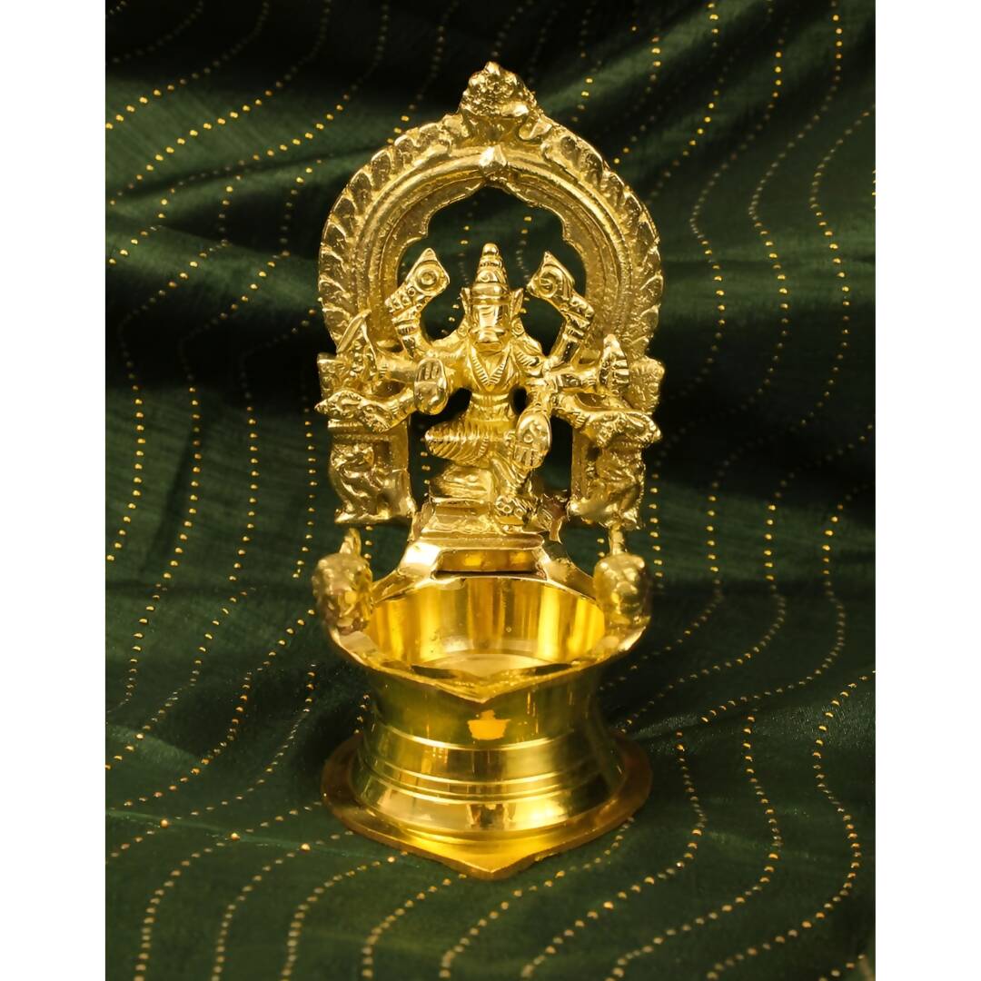 Spillbox Gold-Toned Brass Varagi Amman Diya Pooja Essential | Grocsy
