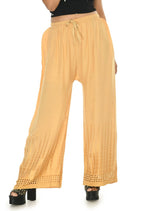 Mominos Fashion Moeza Reyon Cotton Golden Color Cut Work Palazzo | Grocsy