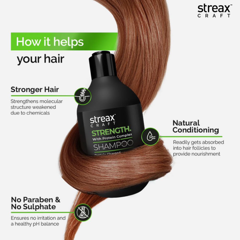 Streax Craft Strength Shampoo For Chemically Treated Hair Strength with Protein Complex | Grocsy