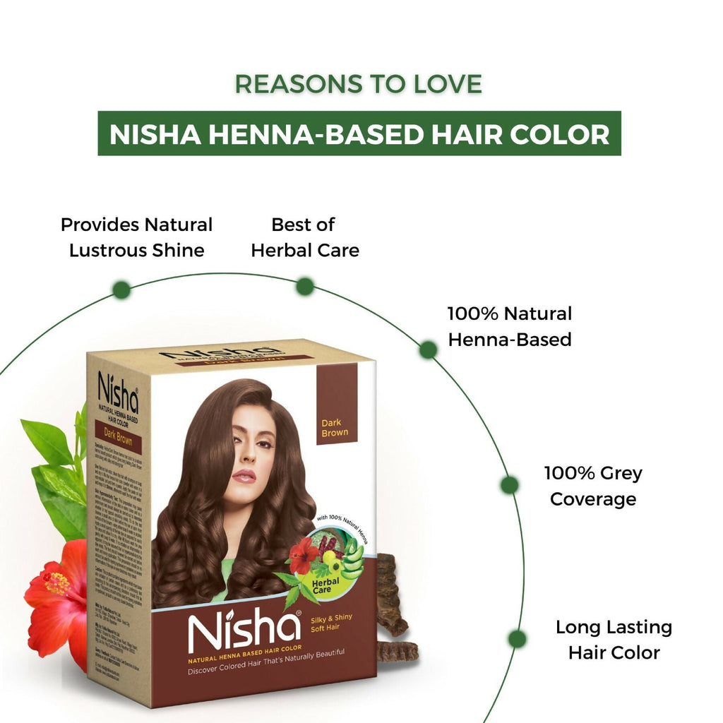 Nisha Henna Based Hair Colour for Women & Men Dark Brown | Grocsy