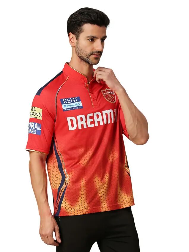 Punjab Kings Men Red Printed Half Sleeves Jersey IPL, T20 | Grocsy