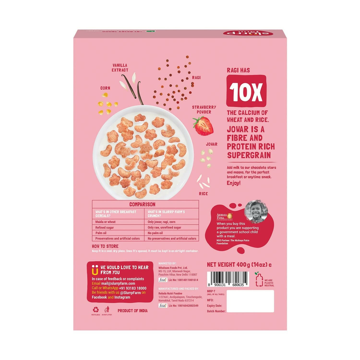 Slurrp Farm Berry Crunch Strawberry Cereal (Ragi Stars & Moons) | Grocsy