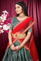 DEIANA'S Beautiful Pure Jari Silk Weaving Lehengha Choli - Green | Grocsy