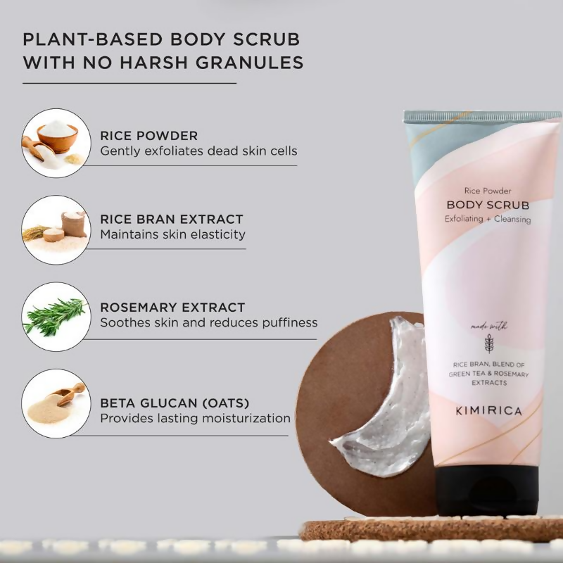Kimirica Rice Powder Body Scrub Exfoliating + Cleansing For Soft & Smooth Skin | Grocsy