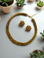 Inhanns Noor-E-Jalwa – Handmade Crystal Bead Necklace / Necklace With Earrings -Adjustable - Golden | Grocsy