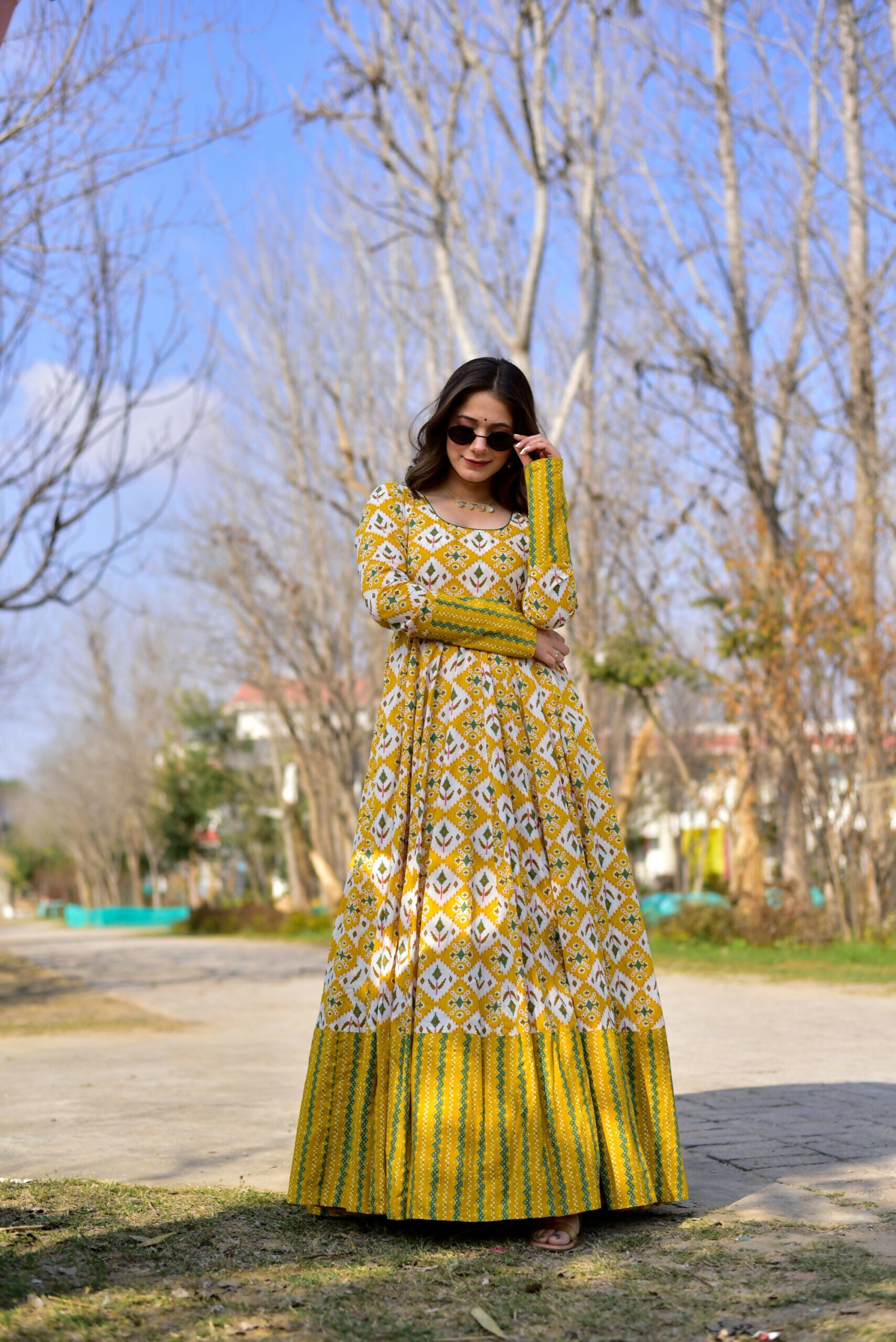 Aayaa Pure Muslin Gown With Heavy Digital Print - Multi Color | Grocsy