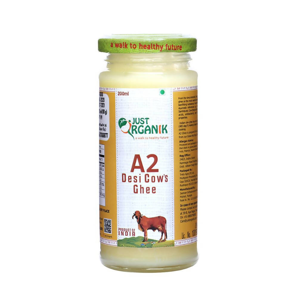 Just Organik A2 Desi Cow Ghee | A2 Ghee | 100% Desi Cow Ghee | Organic Grass Fed Cow's Desi Ghee | Grocsy