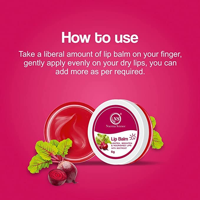 Nuerma Science Beetroot Lip Balm | Lighten, Brighten & Nourished Lips | Grocsy