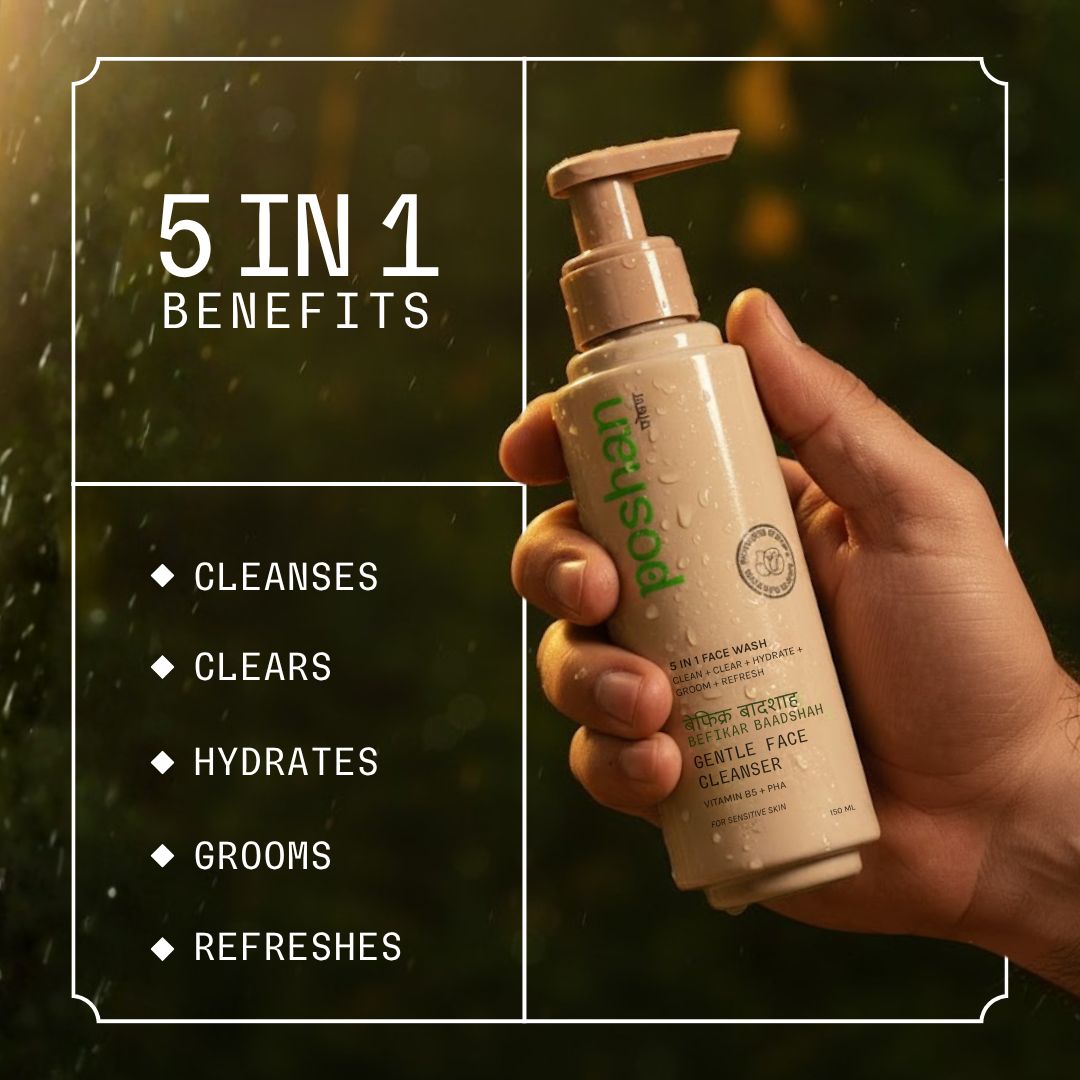 Poshan Skincare Befikar Baadshah Gentle Face Cleanser | Grocsy