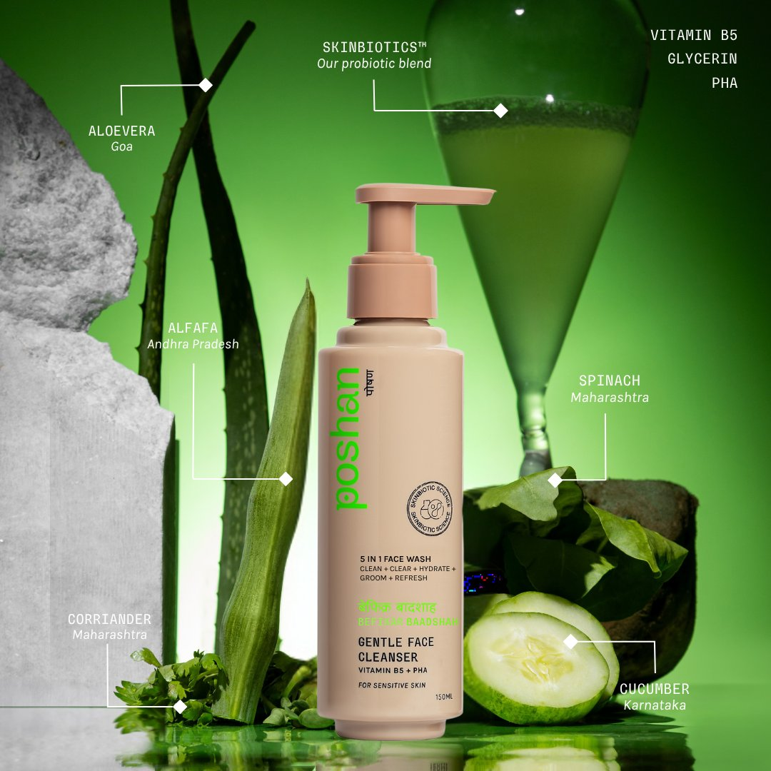 Poshan Skincare Befikar Baadshah Gentle Face Cleanser | Grocsy