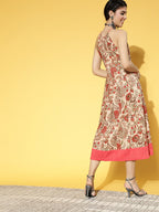 Yufta Beige & Pink Mugal Jaal Dress | Grocsy