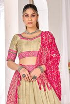 Anaita Beige Weaving Work Silk Lehenga Choli | Grocsy