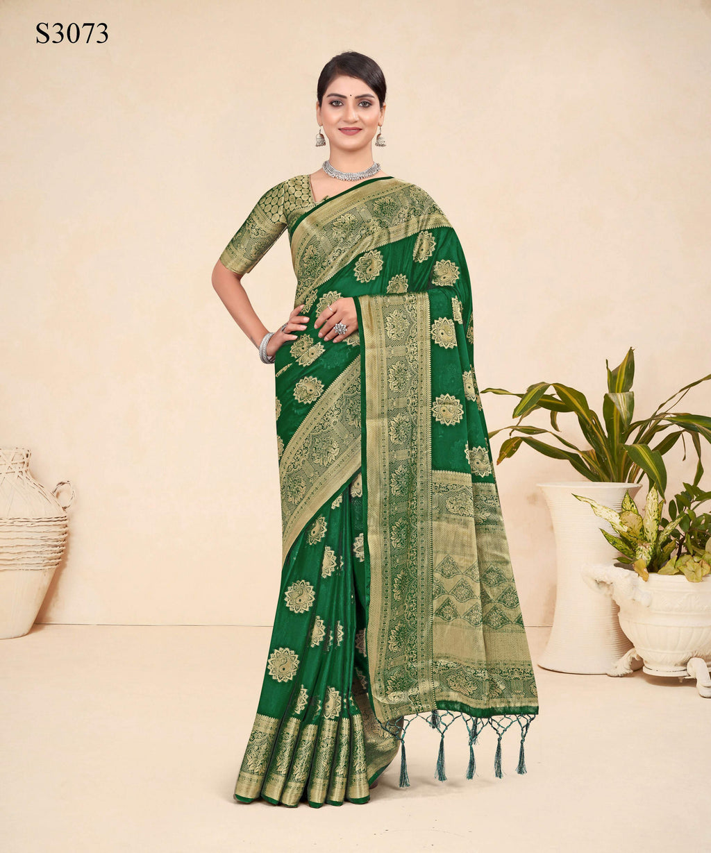 Green Viscose Weaving Designer Saree - Vandini | Grocsy
