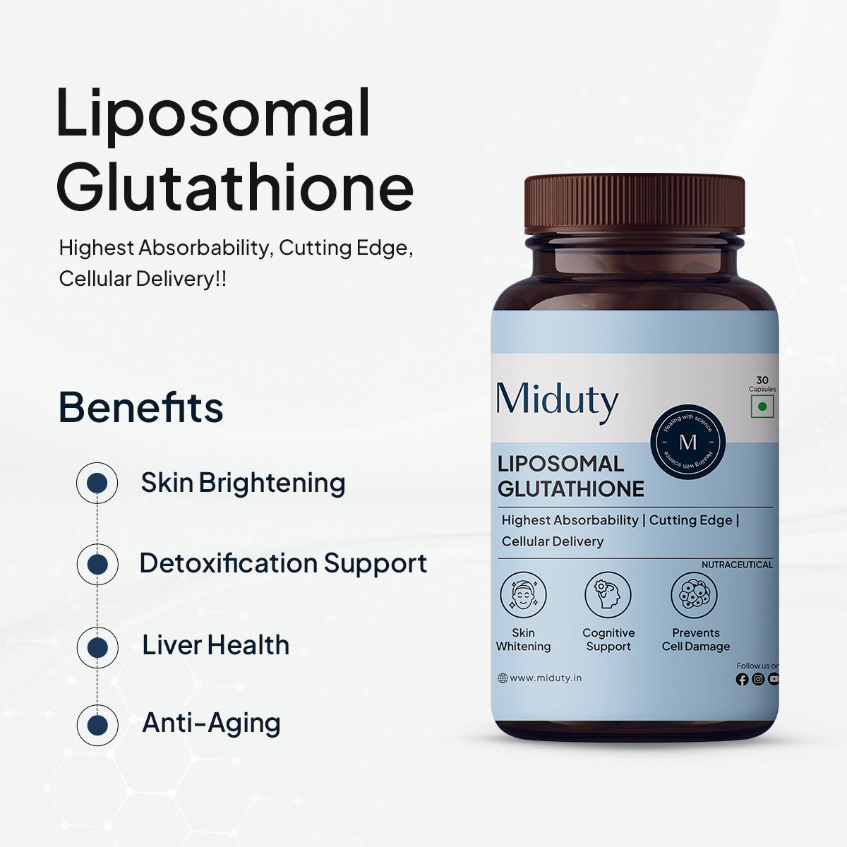 Miduty by Palak Notes Liposomal Glutathione Capsules | Grocsy
