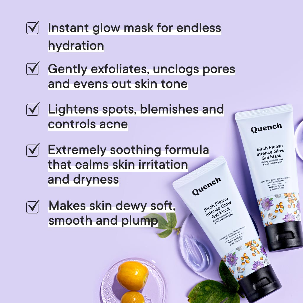 Quench Botanics Birch Please Intense Glow Gel Mask With with Licorice, Cherry Blossom, Grapefruit - Korean Skincare | Grocsy
