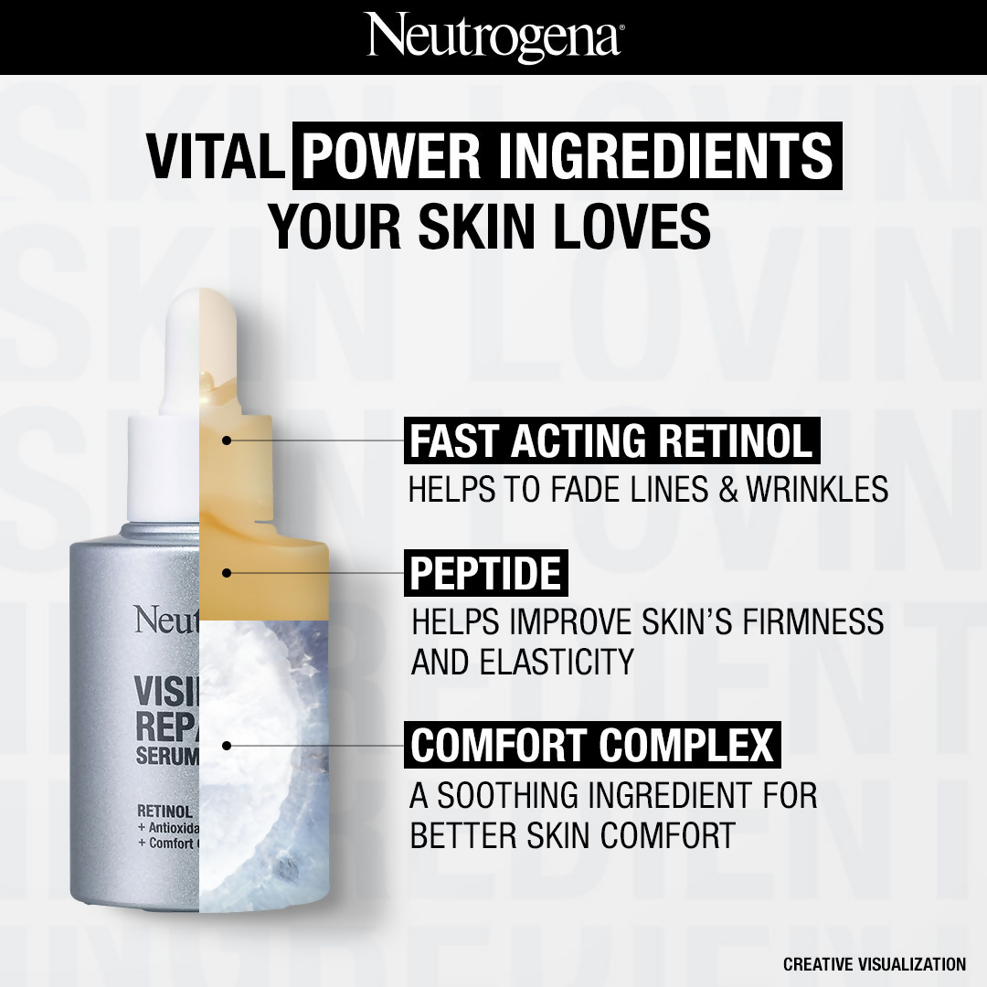 Neutrogena Visible Repair Face Serum with Retinol + Peptide For Wrinkles & Fine Lines | Grocsy