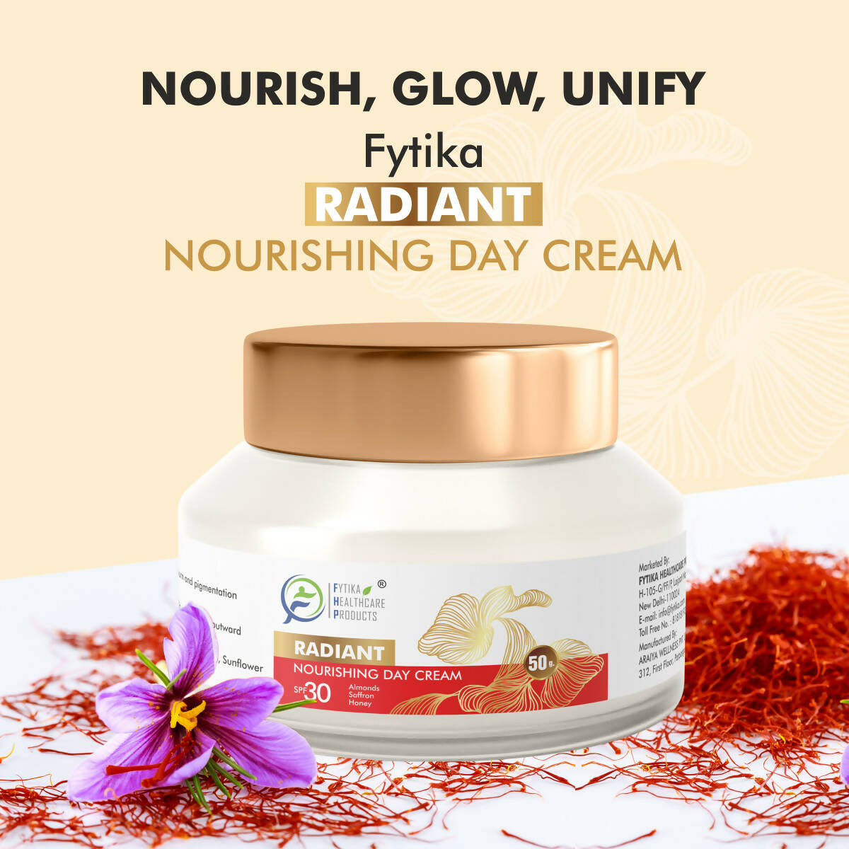 Fytika Radiant Nourishing Day Cream with Saffron, Almonds and Honey with SPF30 | Grocsy