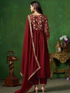 Sangria Embroidered Kurta & Trouser With Dupatta Kurta Set | Grocsy