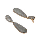 Nuyug 22K Gold Plated Labradorite Stone Contemporary Drop Earrings | Grocsy