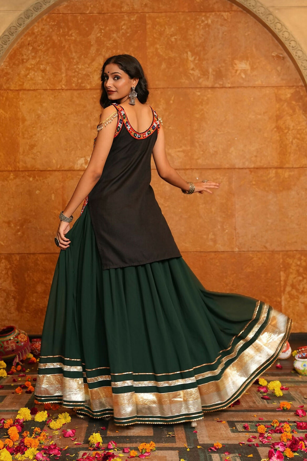 AI Fashion Green Georgette Designer Navratri Wear Lehenga Choli Collection | Grocsy