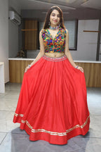 Yash Enterprise Rani Pink Rayon Cotton Embroidery Semi Stitched Navratri Chaniya Choli | Grocsy