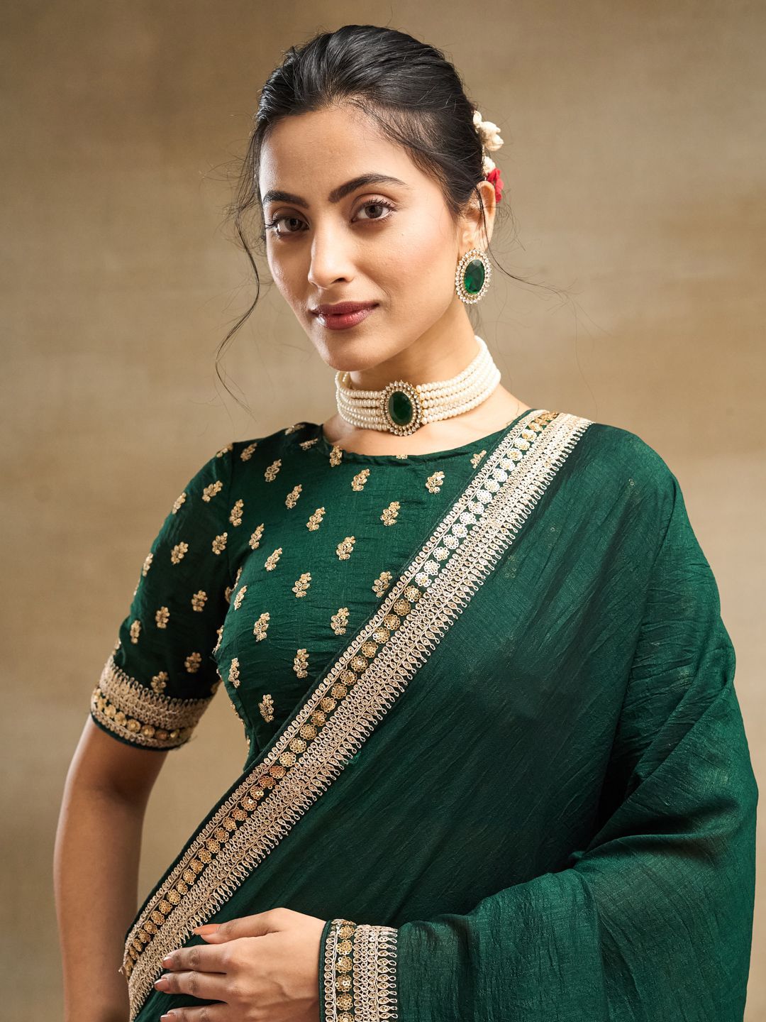 kasee Solid Embroidered Pure Silk Saree | Grocsy