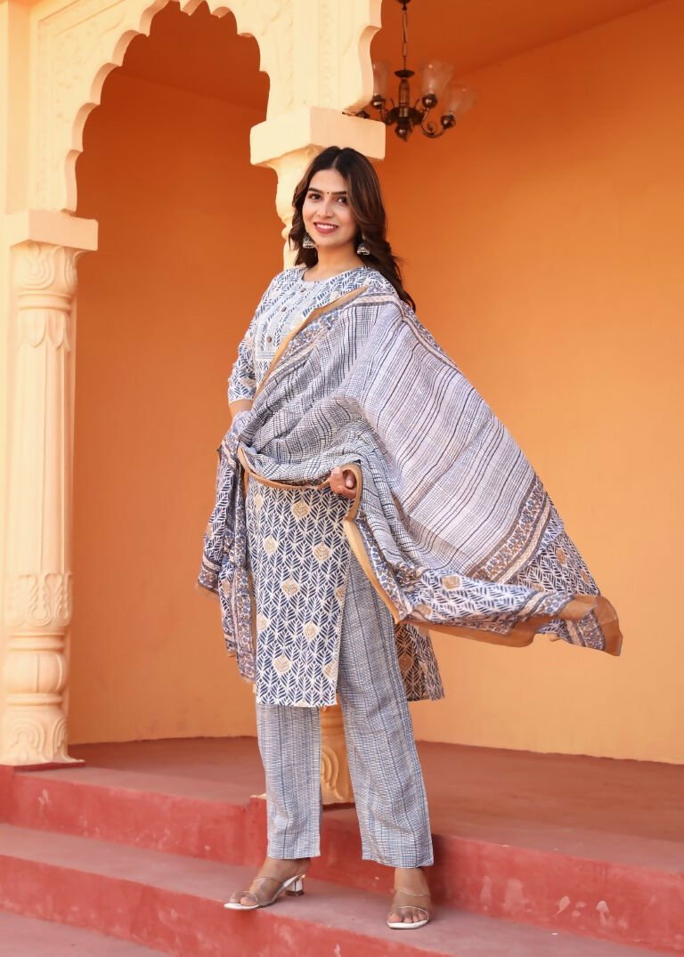 Alvano Alvano Women's 3Pcs Straight Kurti Set Printed Rayon | Grocsy
