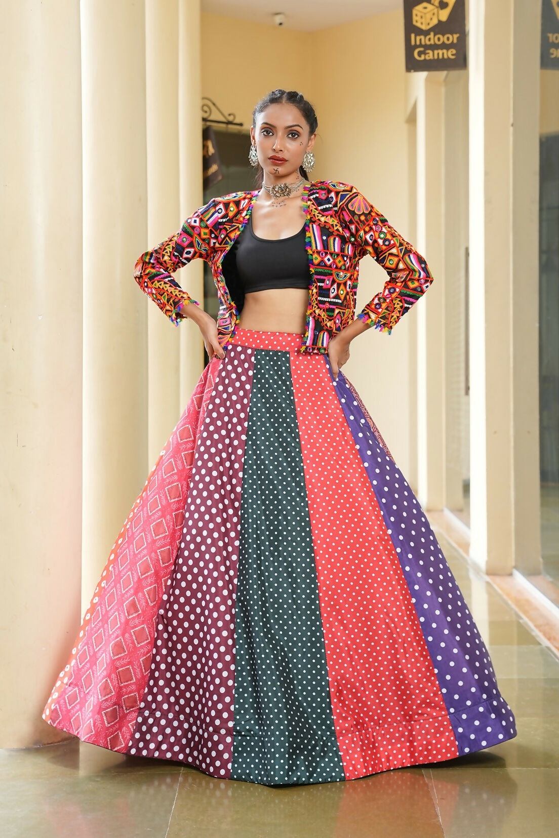 AI Fashion Multi Silk Crepe Designer Navratri Wear Lehenga Choli Collection | Grocsy