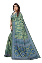 Vamika Printed Green Crepe Silk Saree (ICE GREEN) | Grocsy