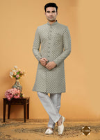 Joban Fashion Men's grey Super 66 Plain Kurta Pyjama set | Grocsy
