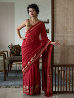 Suta Red Polka Dots Cotton Blend Saree | Grocsy