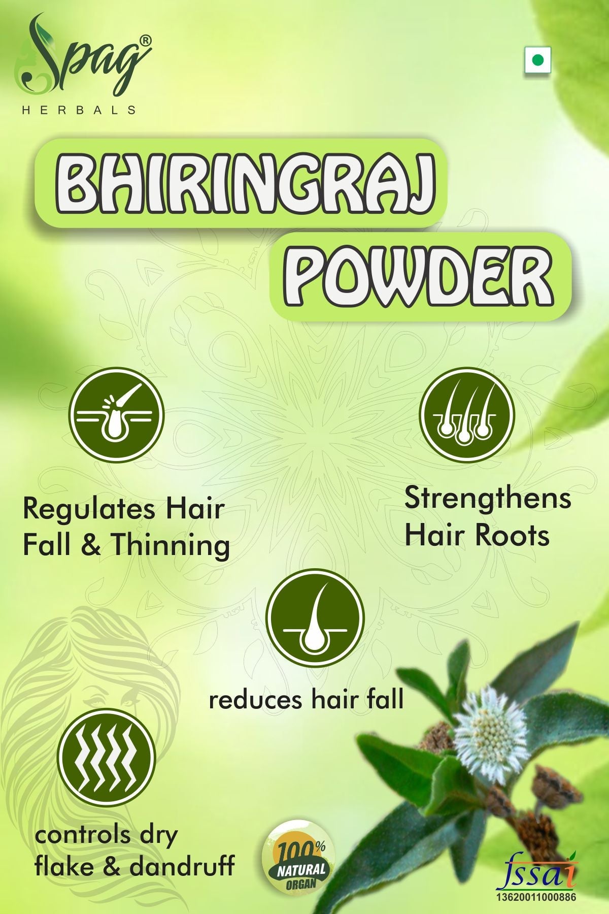 Spag Herbals Premium Bhringraj Powder | Grocsy