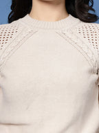 Women Winter Beige Cotton Pullover - Wool Trees | Grocsy