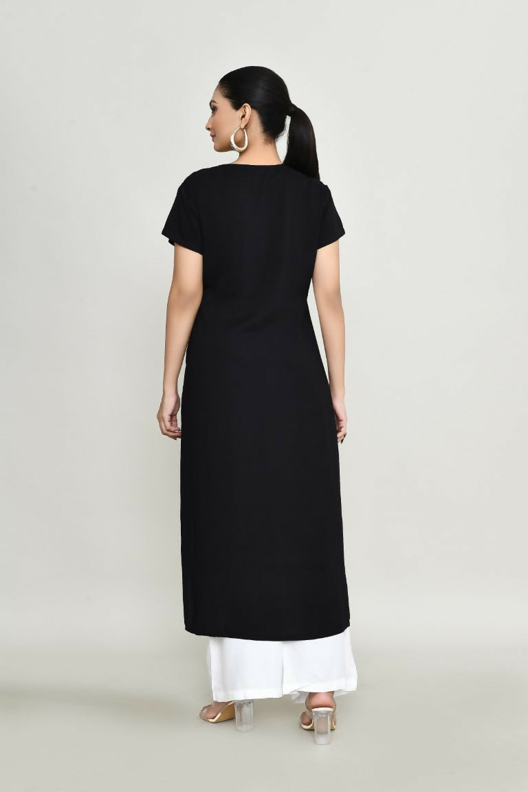 Joban Fashion Black Rayon Tunic | Grocsy