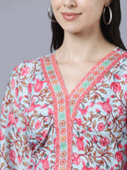 Myshka Women Red Printed Pure Cotton Maxi Dress | Grocsy
