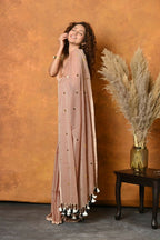 Very Much Indian Pure Mul Cotton Handloom Saree - Khakhi | Grocsy