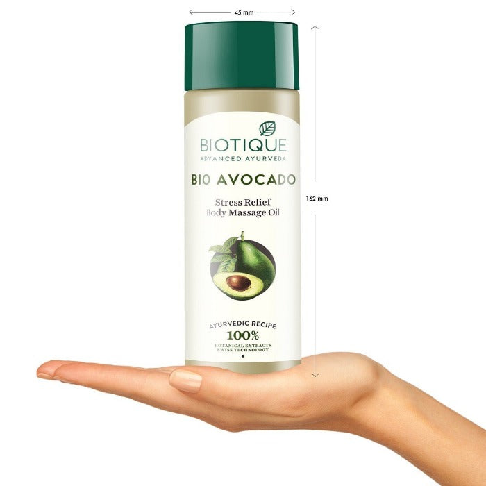 Biotique Advanced Ayurveda Bio Avocado Stress Relief Body Massage Oil | Grocsy