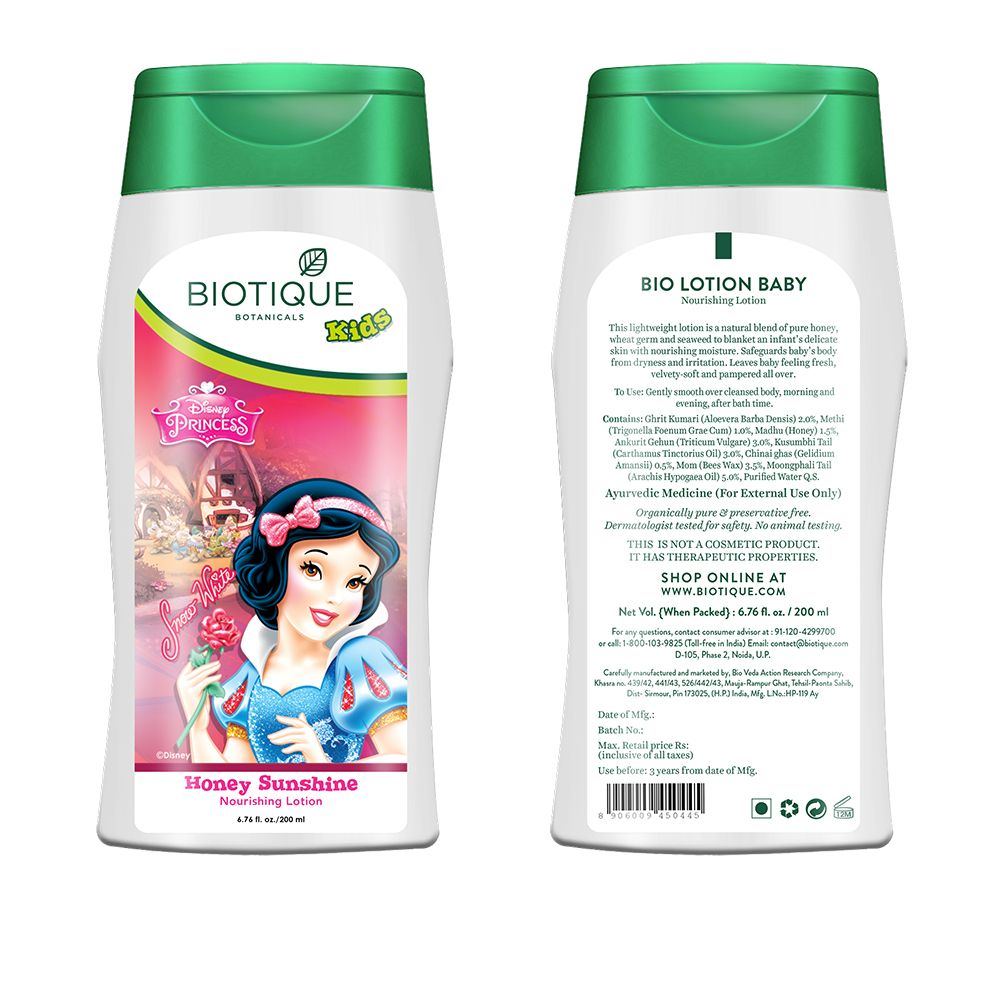 Biotique Bio Disney Princess Nourishing Lotion, Honey Sunshine for kids | Grocsy