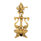 CraftVatika Brass Ganesha Diya Oil Lamp Statue | Grocsy
