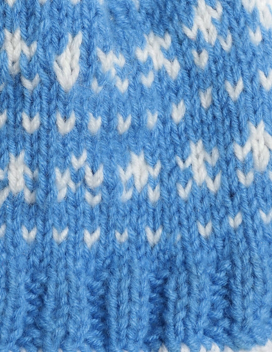 Chutput Kids Woollen Hand Knitted Pom Pom Detailed Cap - Blue | Grocsy