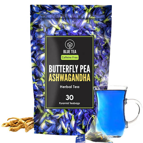 Butterfly Pea Ashwagandha Herbal Tea Bags | Grocsy