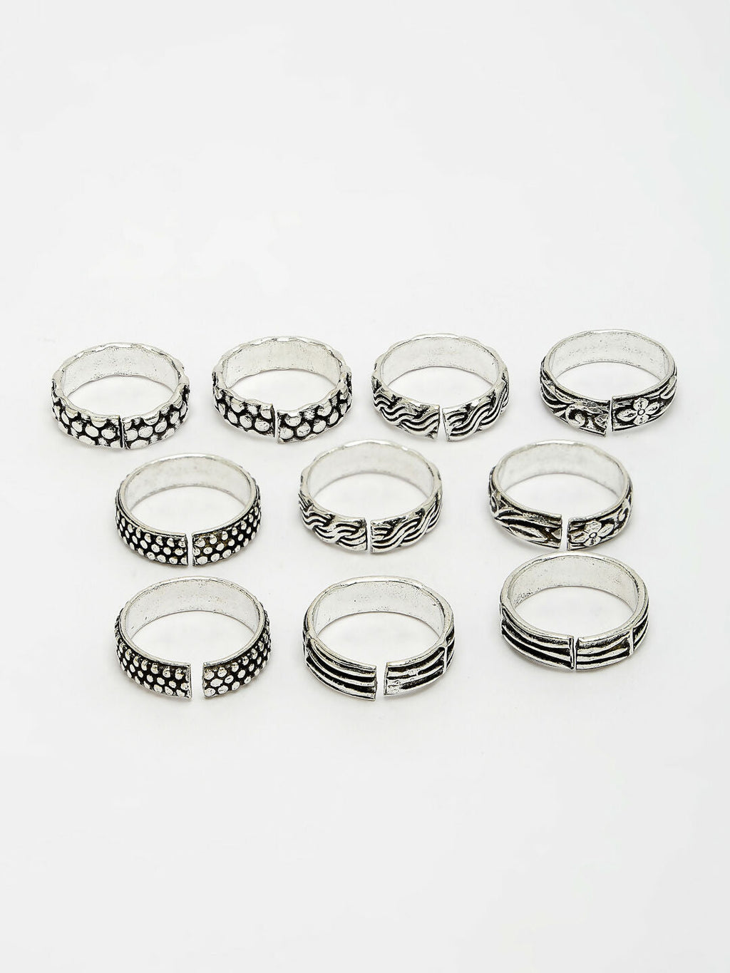 NVR Women's Set of 5 Silver-Plated German Silver Toe Ring | Grocsy